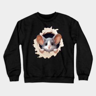 Cute Mouse Peeking Out of Hole Crewneck Sweatshirt